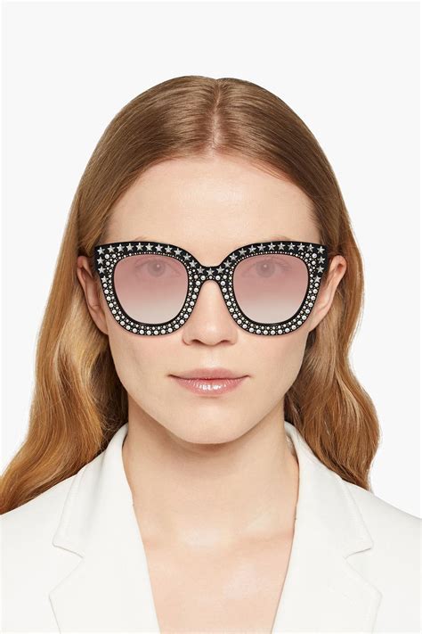 gucci silver crystal cat-eye sunglasse|best designer cat eye sunglasses.